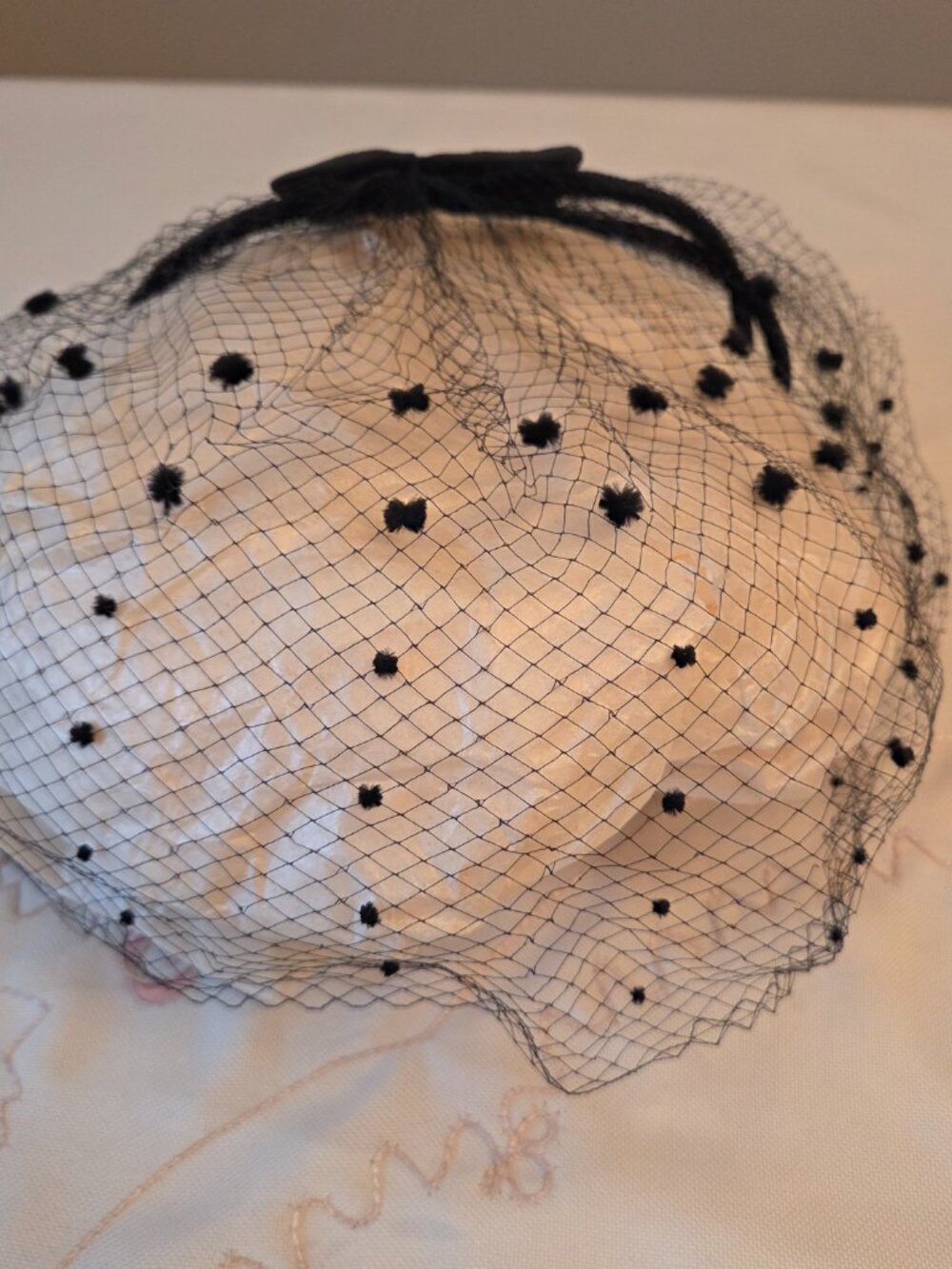 Vintage Velvet Bow Birdcage Veil - Picture 5 of 6